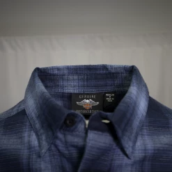 Harley-Davidson Men's Blue Plaid Skull L/S Woven Shirt (S01)