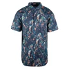 Columbia Men's Navy Peach Aqua Palm Leaves Rapid Rivers S/S Woven Shirt (479)