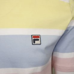 FILA Men's Multicolor Pastel Pink Blue Yellow Striped S/S T-Shirt (164)
