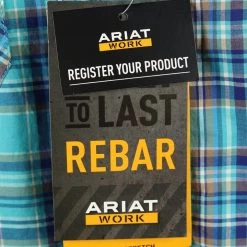 Ariat Men's Aqua Blue Plaid Ventek Rebar S/S Woven Shirt (242)