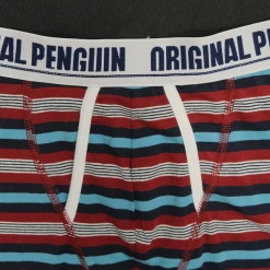 Original Penguin Men's 3 Pack Red/Turquoise Blue/Turquoise Striped Boxer Brief
