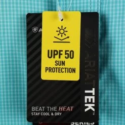 Ariat Men's Teal Small Box Plaid Ariattek Heat Series S/S Woven Shirt (240) Mens 13 Ariat Men's Teal Small Box Plaid Ariattek Heat Series S/S Woven Shirt (240) Mens