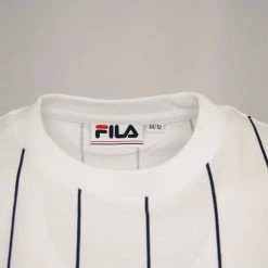 FILA Women's Bright Red White & Navy Vertical Striped S/S T-Shirt (935)