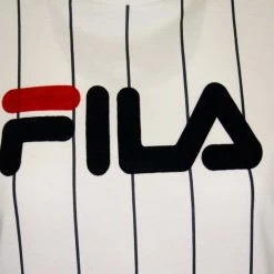 FILA Women's Bright Red White & Navy Vertical Striped S/S T-Shirt (935)