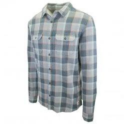 Quiksilver Men's Dark Teal Orange L/S Flannel Shirt (S02) Mens