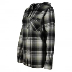 Flannels Carhartt Women's Black Ash Grey White Plaid Hooded L/S Woven Shirt