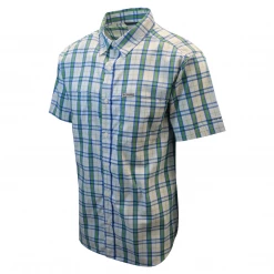 Columbia Men's Blue Green White Plaid Thirty Mile Ledge S/S Woven Shirt (499)