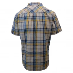 PrAna Men's Mustard Blue Beige Plaid S/S Woven Shirt (S26)
