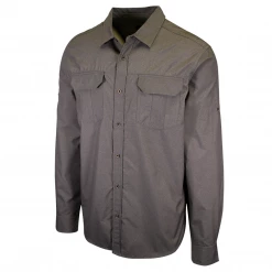 PrAna Men's Grey Essential Solid L/S Woven Shirt (S70)