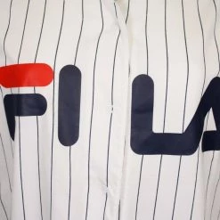 FILA Women's White Striped Button-Down S/S V-Neck T-Shirt (S06) 7 FILA Women's White Striped Button-Down S/S V-Neck T-Shirt (S06)