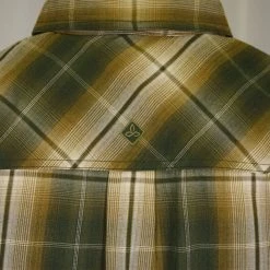 PrAna Men's Green Gold Cream Plaid L/S Woven Shirt (S53)