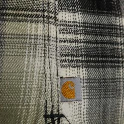 Flannels Carhartt Women's Black Ash Grey White Plaid Hooded L/S Woven Shirt