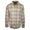 PrAna Men's Cream Brown Blue Plaid L/S Woven Shirt (S51)