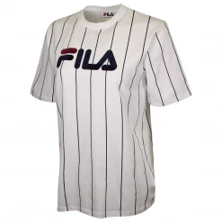 FILA Women's White & Navy Vertical Striped S/S T-Shirt (935)