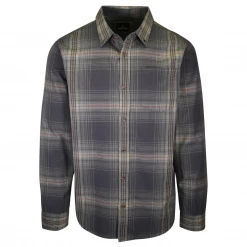PrAna Men's Grey Green Orange Beige Plaid L/S Woven Shirt (S64)