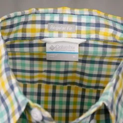 Columbia Men's Yellow Blue Green Rapid Rivers II Plaid S/S Shirt (798) Medium