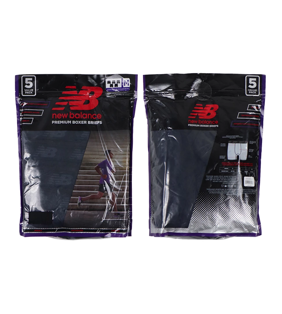 Mens New Balance Men's All Black 5 Pack Boxer Brief (S02) 7 Mens New Balance Men's All Black 5 Pack Boxer Brief (S02)