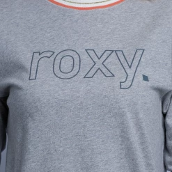 Roxy Women's Heather Grey Orange Crew Neck L/S T-Shirt (S01)