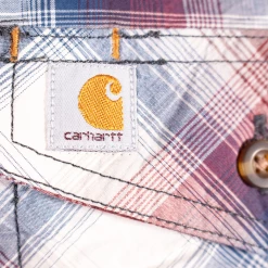 Carhartt Men's Maroon Off White Blue Relaxed Fit S/S Woven Shirt (S14) New Arrivals