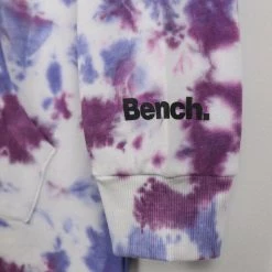 Pull Over Bench Women's White Magenta Purple Tie Dye Elongated Pullover Hoodie (4901)