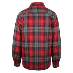 Carhartt Men's Bright Red, Black, Gray Plaid Snap Front Sherpa-Lined L/S Jacket