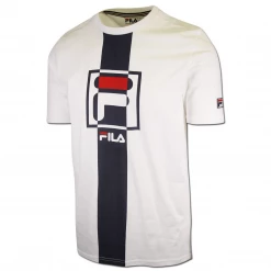 FILA Men's White F-Box Logo Abstract Design S/S T-Shirt (159) (Size S)