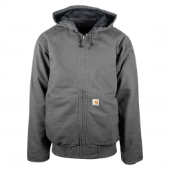 Carhartt Men's Grey Loose Fit Firm Duck Insulated Active Canvas Jacket (S01) New Arrivals