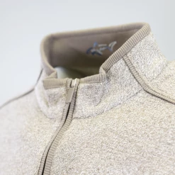 Greg Norman Men's Heather Khaki Brown Semi Mock Neck 1/3 Zip Sweater (S02) Mens