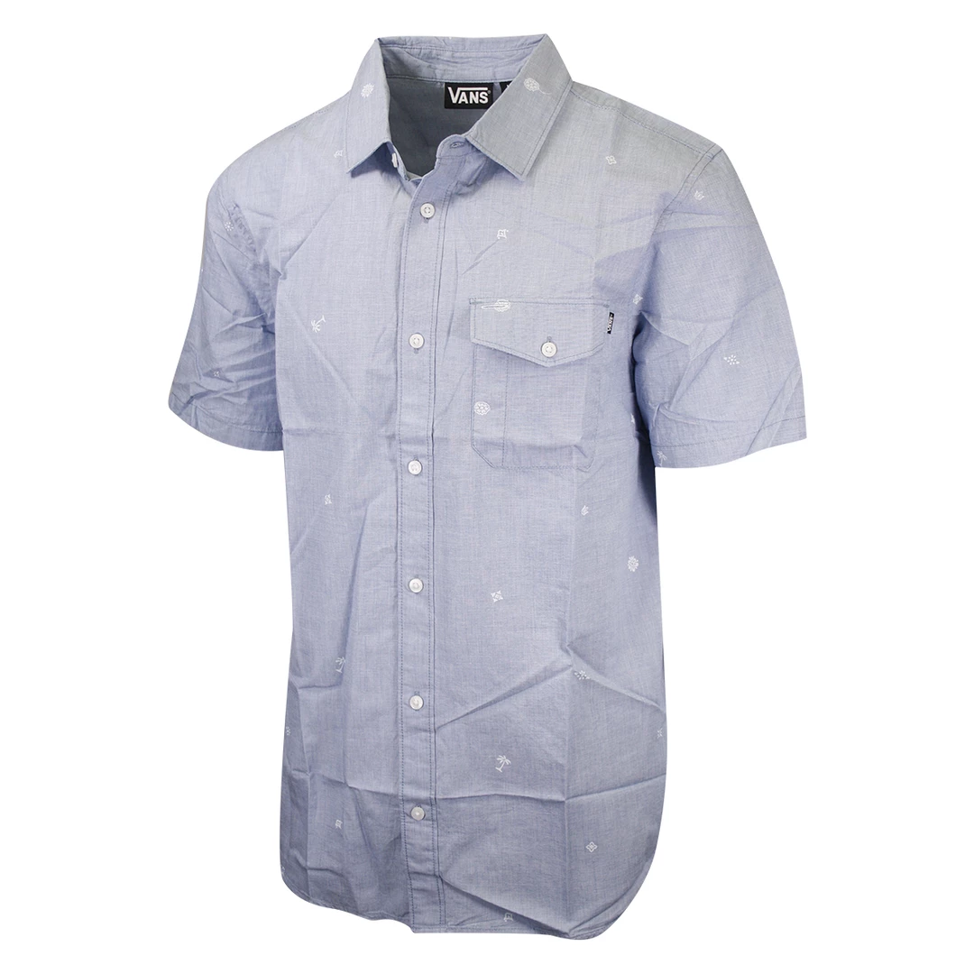 VANS Men's True Blue Cross Hatch-B S/S Woven Shirt 4 VANS Men's True Blue Cross Hatch-B S/S Woven Shirt