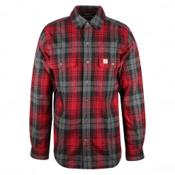 Spotted Clothing Sales 40 Carhartt Men's Red Charcoal Black Plaid Slim Fit L/S Flannel Shirt (S15) New Arrivals