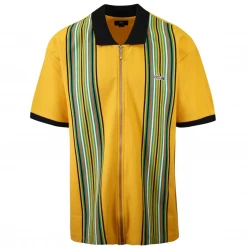 OBEY Men's Kelly Classic Vertical Striped Full Zip S/S Polo Shirt (S29)
