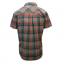 Spotted Clothing PrAna Men's Bright Coral Orange Grey Black Box Plaid Benton S/S Woven Shirt S08