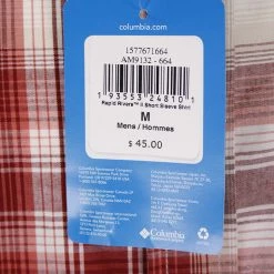 Columbia Men's Red White Rapid Rivers II Plaid S/S Shirt (Retail $45) 664