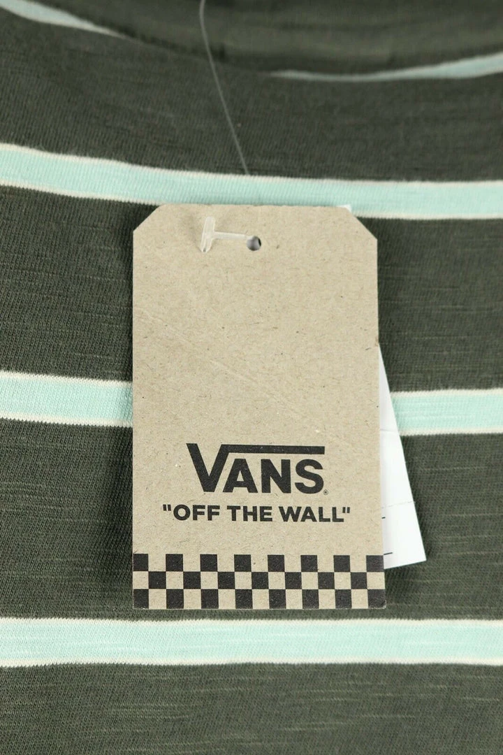 Vans Men's Ranger Green Teal Striped Endless S/S T-Shirt (S01) 9 Vans Men's Ranger Green Teal Striped Endless S/S T-Shirt (S01)
