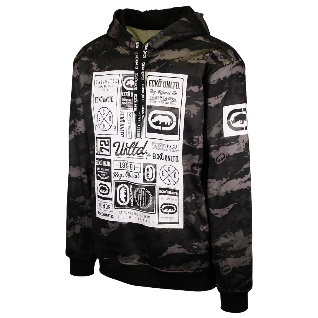 Ecko Unltd. Men's Grey Snakes In The Grass Camo Pull Over Hoodie (S03) 4 Ecko Unltd. Men's Grey Snakes In The Grass Camo Pull Over Hoodie (S03)