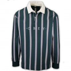 OBEY Men's Stripe Button L/S Polo Shirt (S03)