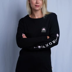 Roxy Women's Pink Sunset Wave Crew Neck L/S T-Shirt (S02) T-Shirts