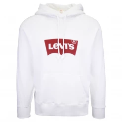 Mens Levi's Men's White Official Logo L/S Pullover Hoodie (S03)