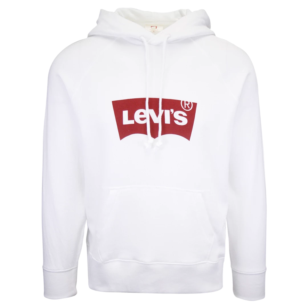 Mens Levi's Men's White Official Logo L/S Pullover Hoodie (S03) 3 Mens Levi's Men's White Official Logo L/S Pullover Hoodie (S03)