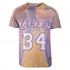 Mens Mitchell & Ness Men's Shaquille O'Neal #34 LA Lakers City Pride S/S T-Shirt