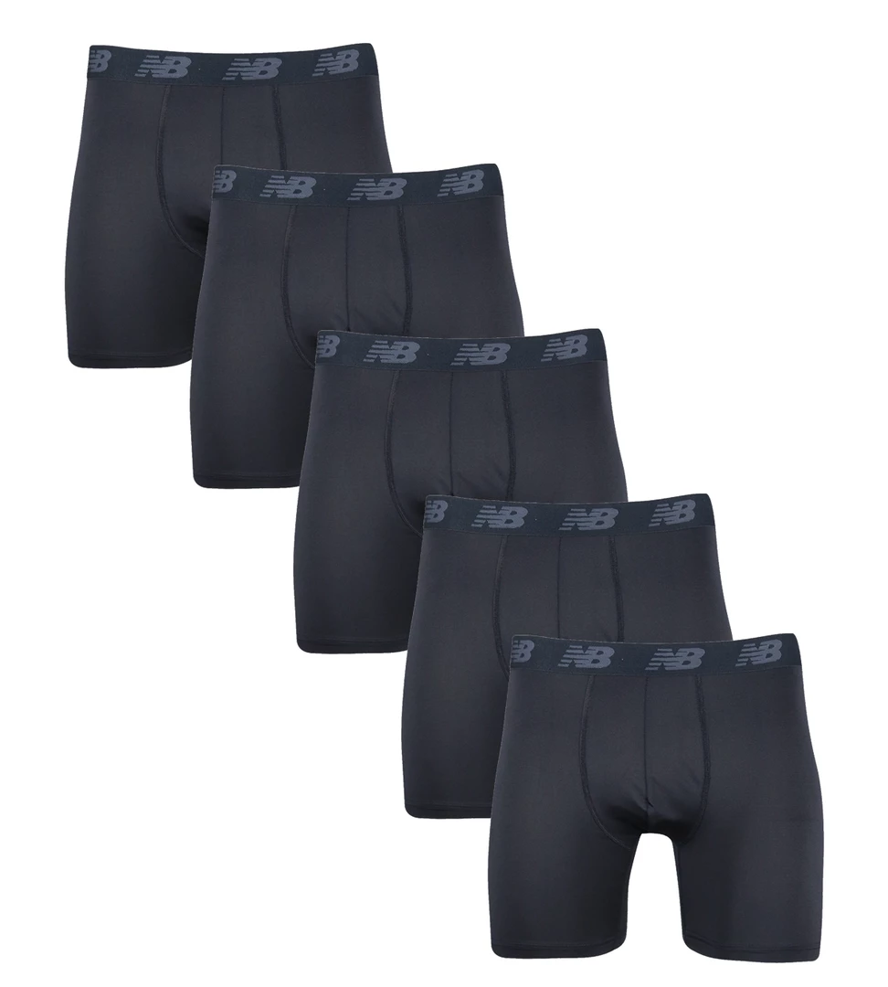 Mens New Balance Men's All Black 5 Pack Boxer Brief (S02) 3 Mens New Balance Men's All Black 5 Pack Boxer Brief (S02)