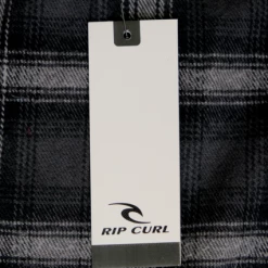 Rip Curl Men's Black Charcoal Grey Plaid L/S Flannel Shirt (S05)