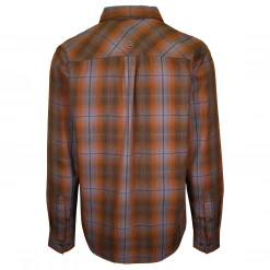 PrAna Men's Black Blue Orange Small Box Plaid L/S Woven Shirt (S61)