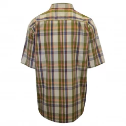 Beretta Men's Green Cream Red Blue Plaid S/S Woven Shirt