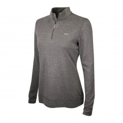 Greg Norman Women's Dark Heather Grey 1/4 Zip Mockneck L/S T-Shirt (Retail $79)