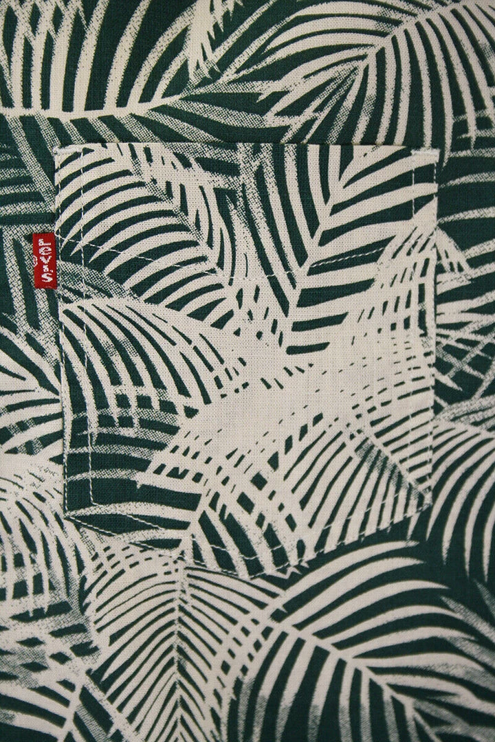 Levi's Men's Green Beige Palm Leaves S/S Woven Shirt 6 Levi's Men's Green Beige Palm Leaves S/S Woven Shirt