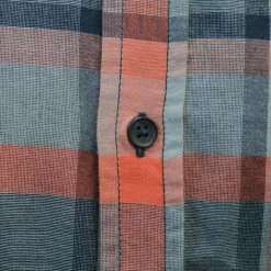 Spotted Clothing PrAna Men's Bright Coral Orange Grey Black Box Plaid Benton S/S Woven Shirt S08