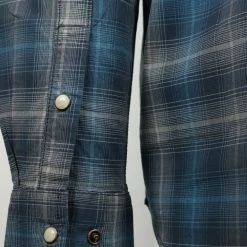 Carhartt Men's Navy Cerulean Blue Grey Plaid Snap Front L/S Woven Shirt (S06) New Arrivals