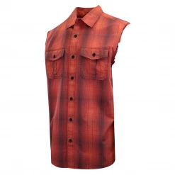 Harley-Davidson Men's Coral Grapefruit Plaid Sleeveless Vest (S02)