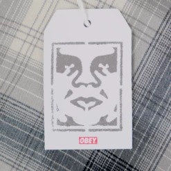 Spotted Clothing OBEY Women's Black Grey Cream Plaid Back Slit L/S Shirt (S03)